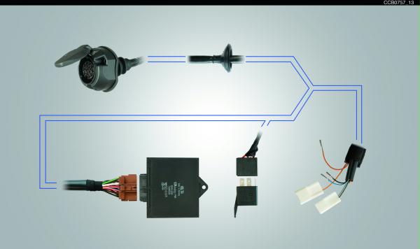 13-poliger fahrzeugspezifischer Elektrosatz für Heckfahrradträger