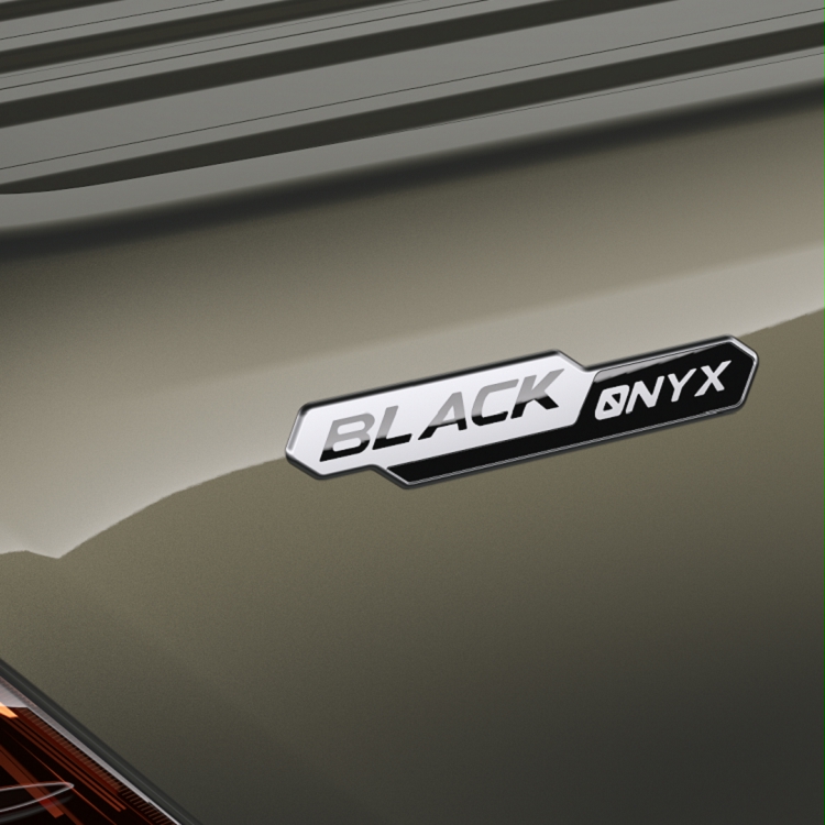 Emblem-Set, „BLACK ONYX“-Logo, in Alu-Schwarz-Optik, Set mit 2 Teilen (hinten links & rechts) Emblem-Set, „BLACK ONYX“-Logo, in Alu-Schwarz-Optik, Set mit 2 Teilen (hinten links & rechts)