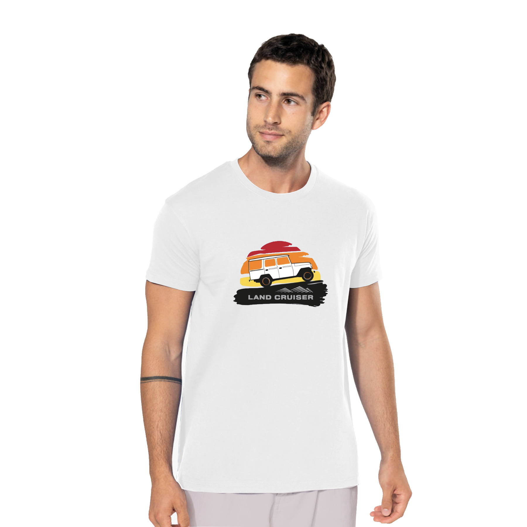 WEISSES T-SHIRT BEIGES LOGO (L)