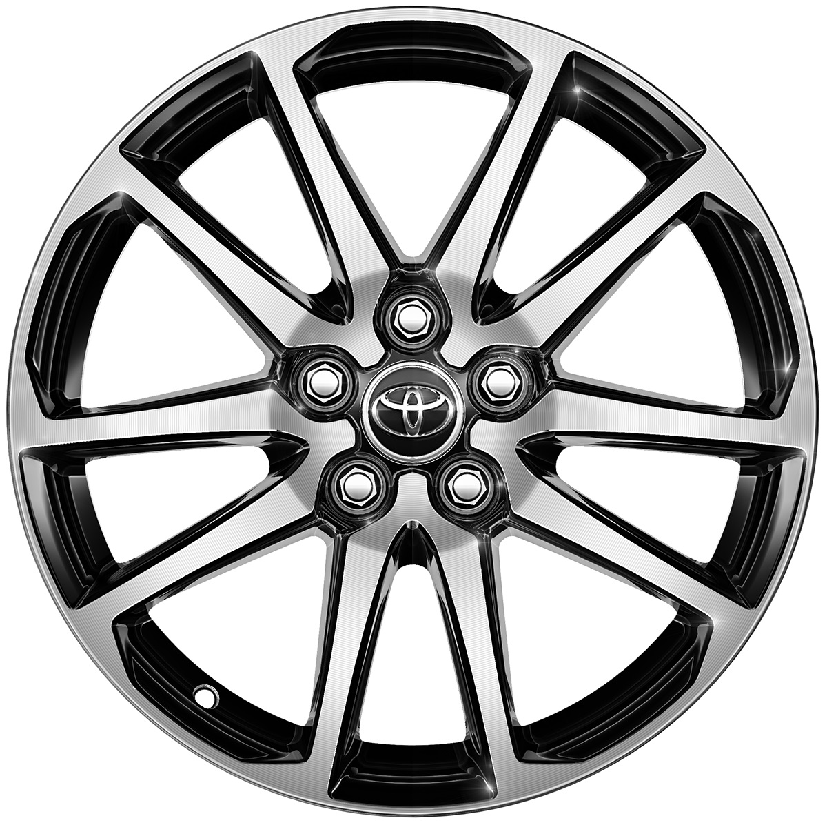 18-Zoll-Leichtmetallfelge, 5-Doppel-Speichen-Design, in Schwarz oberflächenpoliert (GRS Version)